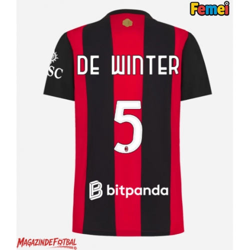 AC Milan Koni De Winter #5 Tricou Fotbal Replică 2026-27 Femei Acasa AC Milan Koni De Winter #5 Tricou Fotbal Replică 2026-27 Femei Acasa